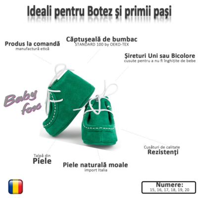 Botosei Mocasini (Marime: 20, Culoare nappa: verde nappa)