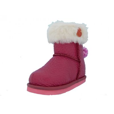 Cizmulite piele, Erika, imblanite, pentru fete (Marime: 21, Culoare nappa: Fucsia, Decor: Pon-Pon)