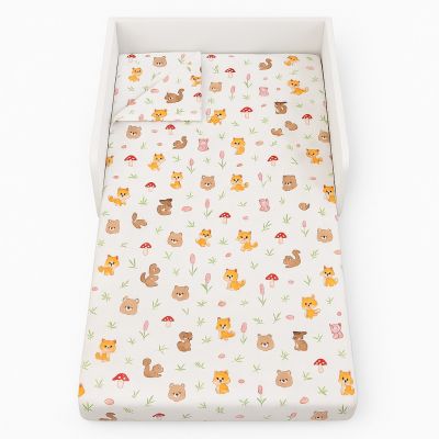 Lenjerie in 3 piese Forest pentru pat copii 2-6 ani compatibila cu saltea 130x60cm
