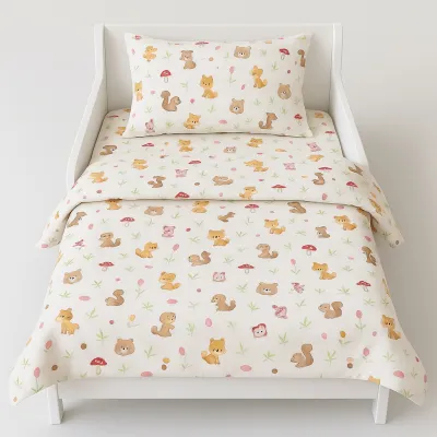 Lenjerie in 3 piese Forest pentru pat copii 2-6 ani compatibila cu saltea 130x60 cm - ASC6427968006457