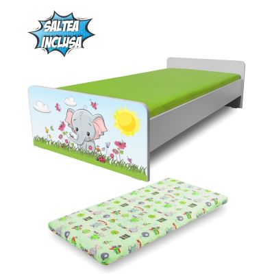 Pat Copii Economic Elefantel 2-12 Ani Cu Saltea Inclusa - Pc-p-mk-eco-ele-80
