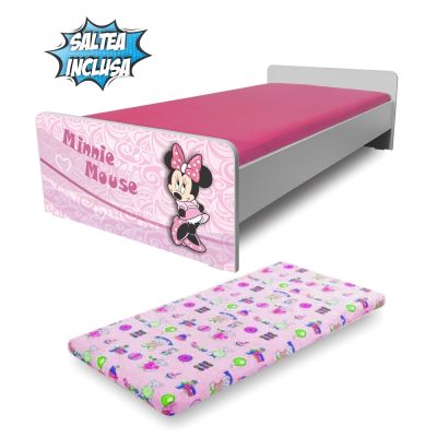 Pat Copii Economic Minnie 2-12 Ani Cu Saltea Inclusa - Pc-p-mk-eco-min-80