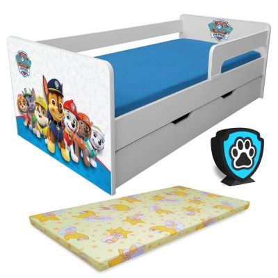 Pat Copii Paw Patrol Blue P1l 2-8 Ani Cu Sertar, Paravane Detasabile + Saltea + Lampa Veghe - Pc-p-paw-bl-p1l-lmk-bas-srt-70