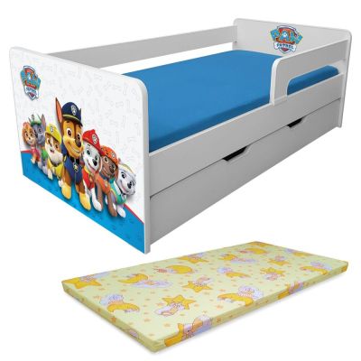 Pat Copii Paw Patrol Blue P1l 2-8 Ani Cu Sertar, Paravane Detasabile + Saltea Basic - Pc-p-bas-paw-bl-p1l-srt-70