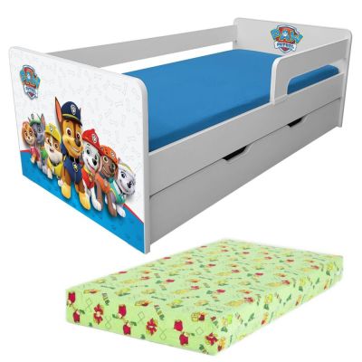 Pat Copii Paw Patrol Blue P1l 2-8 Ani Cu Sertar, Paravane Detasabile + Saltea Lux - Pc-p-lux-paw-bl-p1l-srt-70