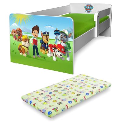 Pat Copii Paw Patrol P1 2-12 Ani Cu Protectie Laterala Detasabila Si Saltea Lana Inclusa - Pc-p-mk-paw-p1-80