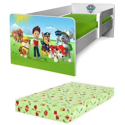 Pat de Copii 2-8 ani Paw Patrol P1 + Saltea SmartNest 140x70x12 cm Pc-p-lux-paw-p1-70