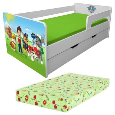 Pat Copii Paw Patrol P1l Cu Sertar, Saltea Lux Si Paravane Detasabile - 2-12 Ani - Pc-p-lux-paw-p1l-srt-80