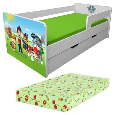 Pat Paw Patrol pentru Copii 2-12 Ani P1L Cu Sertar si Saltea SmartNest 160x80x12 - Pc-p-lux-paw-p1l-srt-80