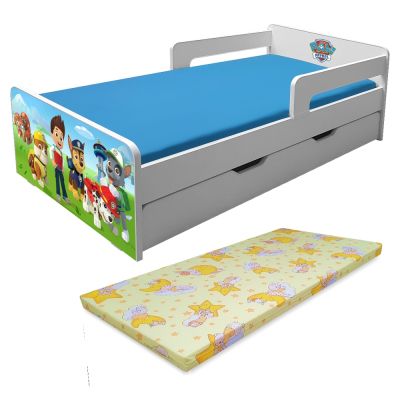Pat Copii Paw Patrol P2l Cu Sertar, Saltea Basic Si Paravane Detasabile - 2-12 Ani - Pc-p-p2l-bas-paw-srt-80
