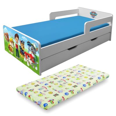 Pat Copii Paw Patrol P2l Cu Sertar, Saltea Lana Si Paravane Detasabile - 2-12 Ani - Pc-p-p2l-paw-mk-srt-80