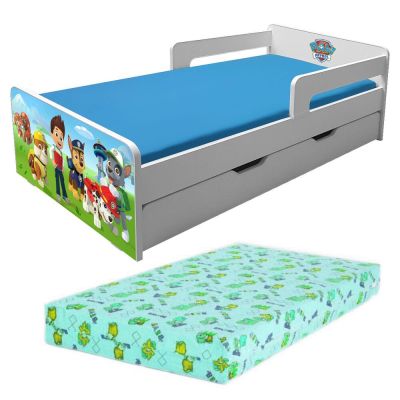 Pat Copii Paw Patrol P2l Cu Sertar, Saltea Lux Si Paravane Detasabile - 2-12 Ani - Pc-p-p2l-paw-lux-srt-80