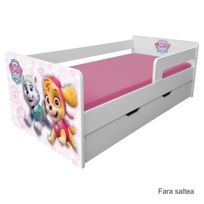 Pat Copii Paw Patrol Pink P1l Cu Sertar- 2-8 Ani, Cu Paravane Detasabile/interschimbabile - Pc-p-paw-pink-p1l-srt-70