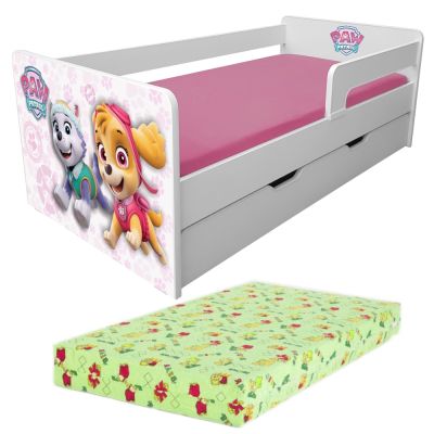 Pat Copii Paw Patrol Pink P1l Cu Sertar, Saltea Lux Si Paravane Detasabile - 2-12 Ani - Pc-p-lux-paw-pink-p1l-srt-80
