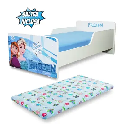 Pat Start Frozen pentru fete 2-12 ani, cu saltea 160x80 cu lana  PC-P-MOK-FRZ-80