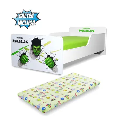 Patut pt Baieti Start Hulk recomandat copiilor 2-8 ani, saltea 140x70x6 cu lana - PC-P-MOK-HLK-70