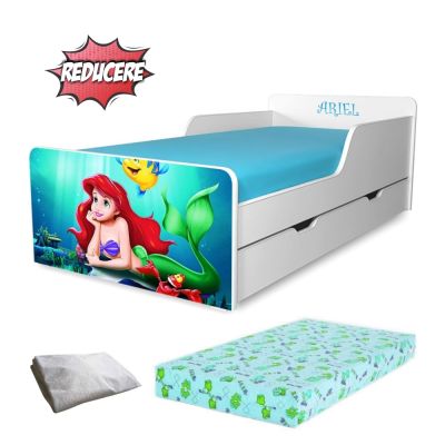 Pat Copii Ariel 2-12 Ani Cu Sertar, Saltea Si Husa Impermeabila - Pc-p-pr-arl-srt-80