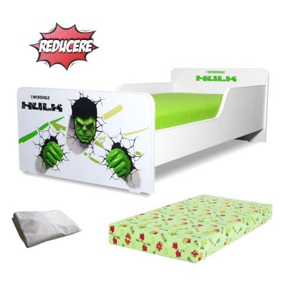 Pat Copii Hulk 2-12 Ani + Saltea 160x80x12 Cm + Husa Impermeabila - Pc-pch-pro-str-hlk-80
