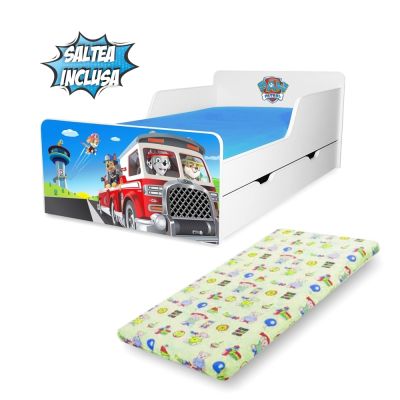 Pat Copii Paw Patrol 2 / 2-12 Ani Cu Sertar Si Saltea - Pc-p-mk-srt-paw2-80