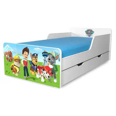 Pat copii 2-12 ani Start Paw Patrol cu sertar, varianta fara saltea - PC-P-SRT-PAW-80