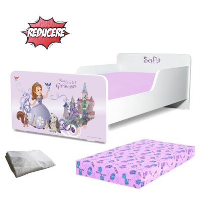 Pat Copii Sofia 2-8 Ani + Saltea 140x70x12 Cm + Husa Impermeabila - Pc-pch-pro-str-sof-70