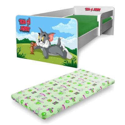 Pat Copii Tom Si Jerry P1 2-12 Ani Cu Protectie Laterala Detasabila Si Saltea Inclusa - Pc-p-mk-tmj-p1-80