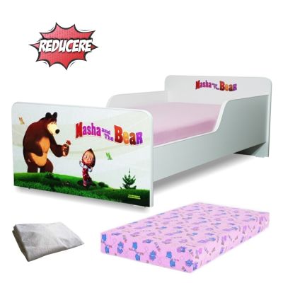 Pat Start Masha 2-12 Ani + Saltea 160x80x12 Cm + Husa Impermeabila - Pc-pch-pro-str-msh-80