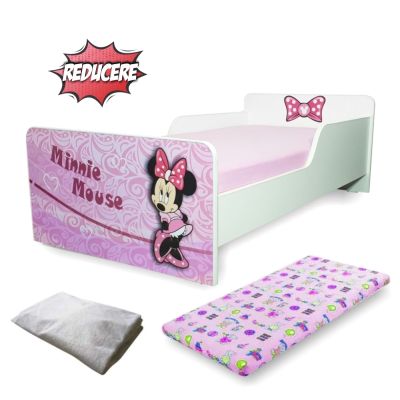Pat Start Minnie 2-12 Ani + Saltea 160x80x12 Cm + Husa Impermeabila - Pc-pch-pro-str-min-80