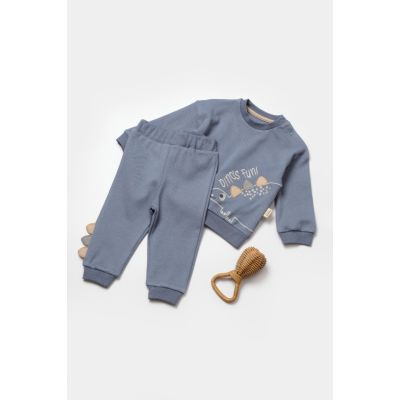 Set bluzita cu pantalon Dino, indigo, BabyCosy, 100%bumbac (Marime: 6-9 luni) JEMBC-CSY2016-6
