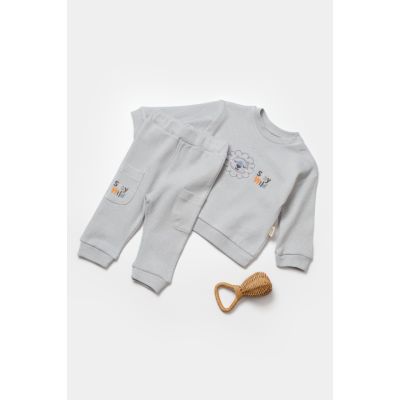 Set bluzita cu pantalon Lion, gri, BabyCosy, 100%bumbac (Marime: 6-9 luni) JEMBC-CSYW1024-6