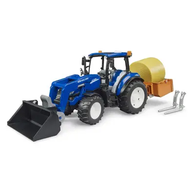 Bruder - Tractor New Holland T5.120 cu incarcator frontal detasabil lada pentru basculat baloti si furci ARTBR02187