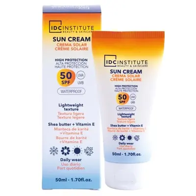 Crema cu  protectie solara SPF 50 Waterproof, 90351,  IDC Institute, 50 ml