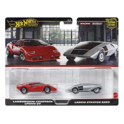 HOT WHEELS PREMIUM SET 2 MASINUTE METALICE LAMBORGHINI COUNTACH LP5000 QV SI LANCIA STRATOS ZERO SCARA 1:64 VIVMTHBL96_JBL02