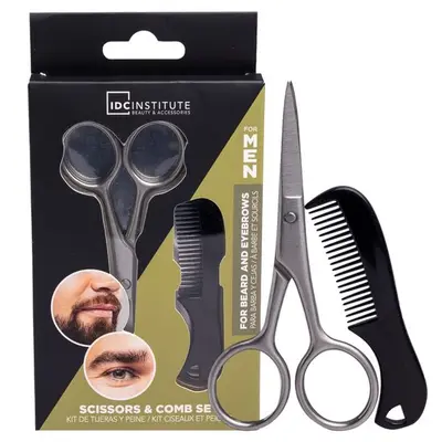Set barbati, foarfeca si pieptan pentru ingrijire faciala, 90300, IDC Institute