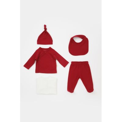 Set de 5 piese pentru nou nascut - 100% bumbac organic - Rosu, BabyCosy JEMBC-CSY5511