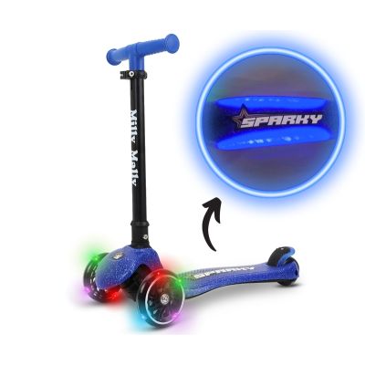 Trotineta pliabila Milly Mally Sparky Blue, roti din silicon cu Led, platforma iluminata, greutate admisa 50 kg EKDmm0368