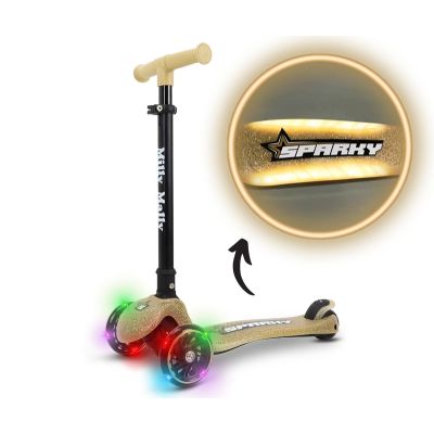 Trotineta pliabila Milly Mally Sparky Champagne, roti din silicon cu Led, platforma iluminata, greutate admisa 50 kg EKDmm0351
