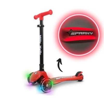 Trotineta pliabila Milly Mally Sparky Red, roti din silicon cu Led, platforma iluminata, greutate admisa 50 kg EKDmm0375