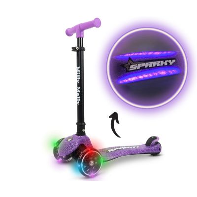Trotineta pliabila Milly Mally Sparky Violet, roti din silicon cu Led, platforma iluminata, greutate admisa 50 kg EKDmm0344