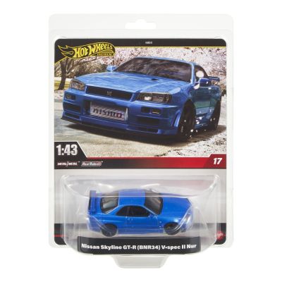 HOT WHEELS PREMIUM REAL RIDERS MASINUTA METALICA NISSAN SKYLINE GT-R BNR34 V-SPEC II NUR SCARA 1:43 VIVMTHMD41_JCP61