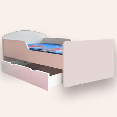 Pat alb Mediu Personalizabil 2-8 ani 140x70 cm varianta cu sertar si saltea SafeNest CMG51971834675540