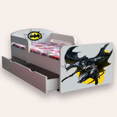 Patut copii de gradinita cu BatMan Mic 2-6 ani 130x60 cm varianta cu sertar Fara saltea CMG51900258320724