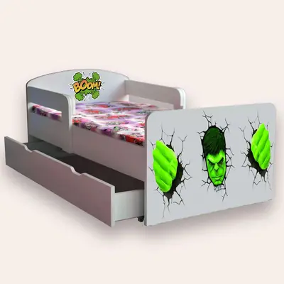 Pat Baieti Hulk Cu Manere Mare 2-12 Ani Cu Sertar Cu Saltea Inclusa 160x80 Cmg46495223316820