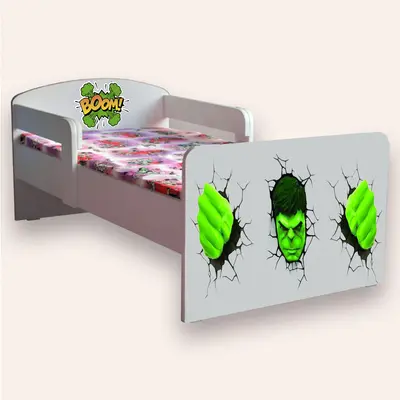 Patut Copii Hulk Mic 2-8 Ani Cu Manere Cu Saltea Inclusa 140x70 Cmg46495223382356