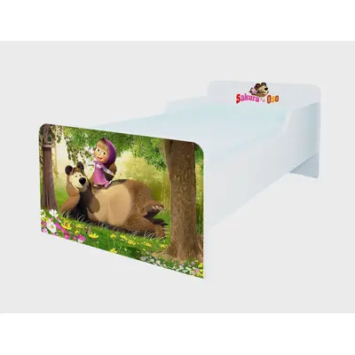 Pat Copii Masha Si Ursul 2-12 Ani Simplu Cu Saltea Inclusa 160x80 Cmg43805476815105