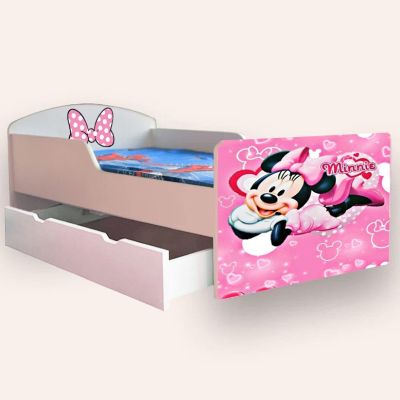 Patut Fetite Minnie Mouse Mic 2-8 Ani Cu Sertar Cu Saltea Inclusa 140x70 Cmg43817559032065