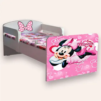 Patut Fetite Minnie Mouse Mic 2-8 Ani Cu Manere Cu Saltea Inclusa 140x70 Cmg46495425331540
