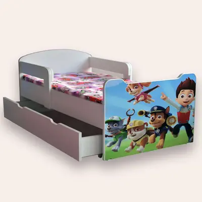 Patut Baieti Paw Patrol Mic 2-8 Ani Cu Sertar Cu Saltea Inclusa 140x70 Cmg43132812001537