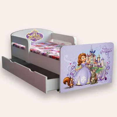 Pat Pentru Fete Sofia Cu Manere Mare 2-12 Ani Cu Sertar Cu Saltea Inclusa 160x80 Cmg46495477989716