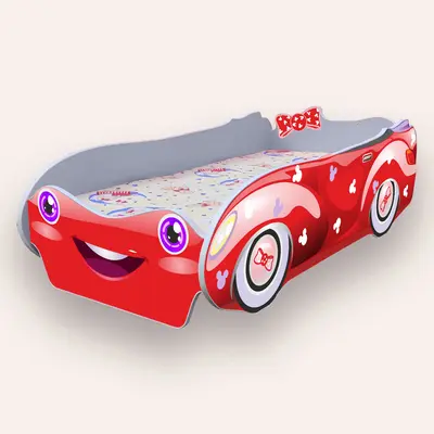 Pat Masina Minnie Mic 2-8 Ani Pentru Saltele 140x70 Alb Cu Saltea Inclusa Cmg43385860980993